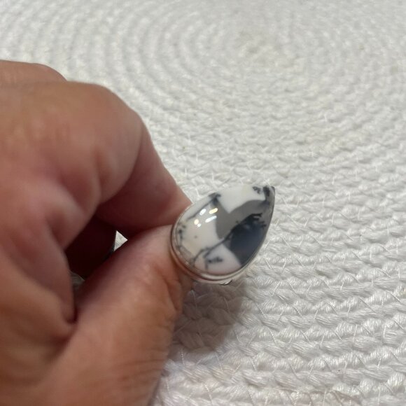 Stunning DENDRITE OPAL Handmade Sterling 925 Ring Size 8.5 #612D - Picture 1 of 3
